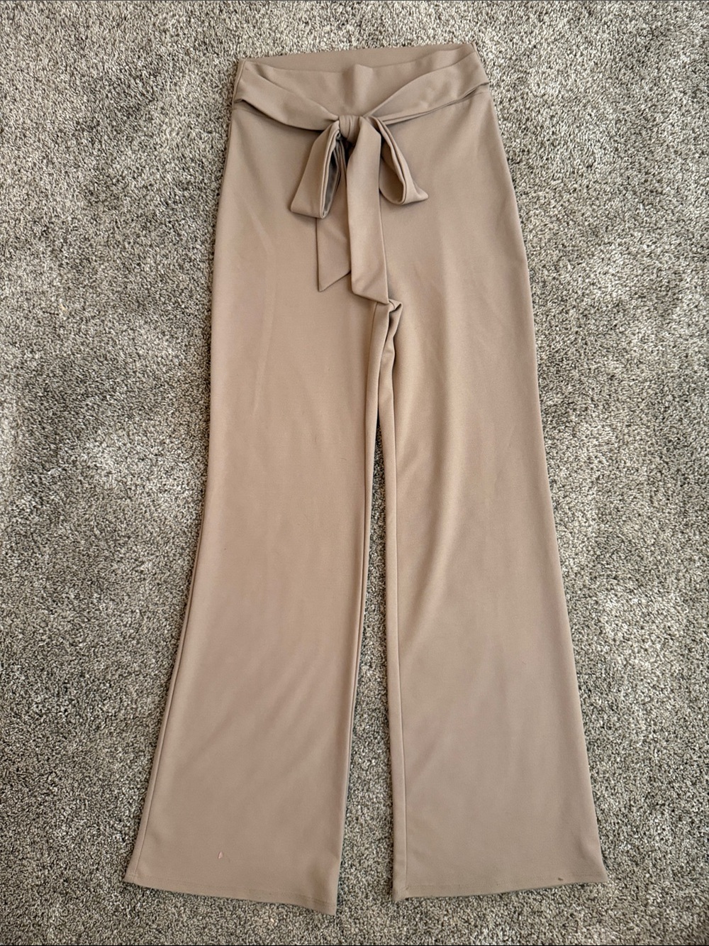 Windsor Taupe Tie-Waist Flare Pants